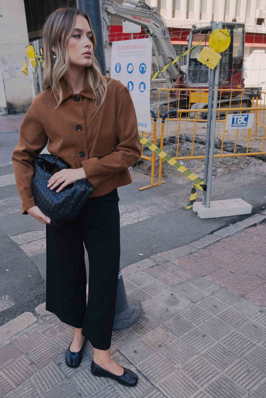 Jaqueta Curta Efeito Camurça