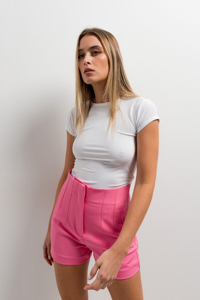 Shorts de Cintura Alta com Pinças