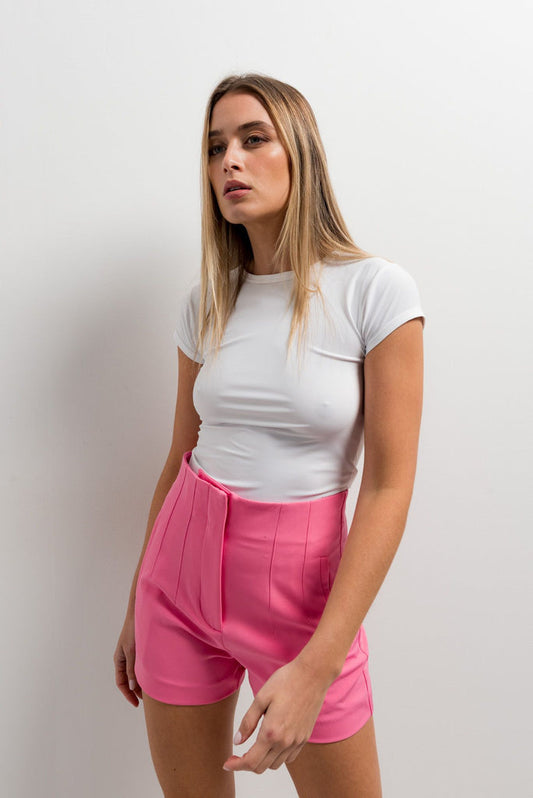 Shorts de Cintura Alta com Pinças