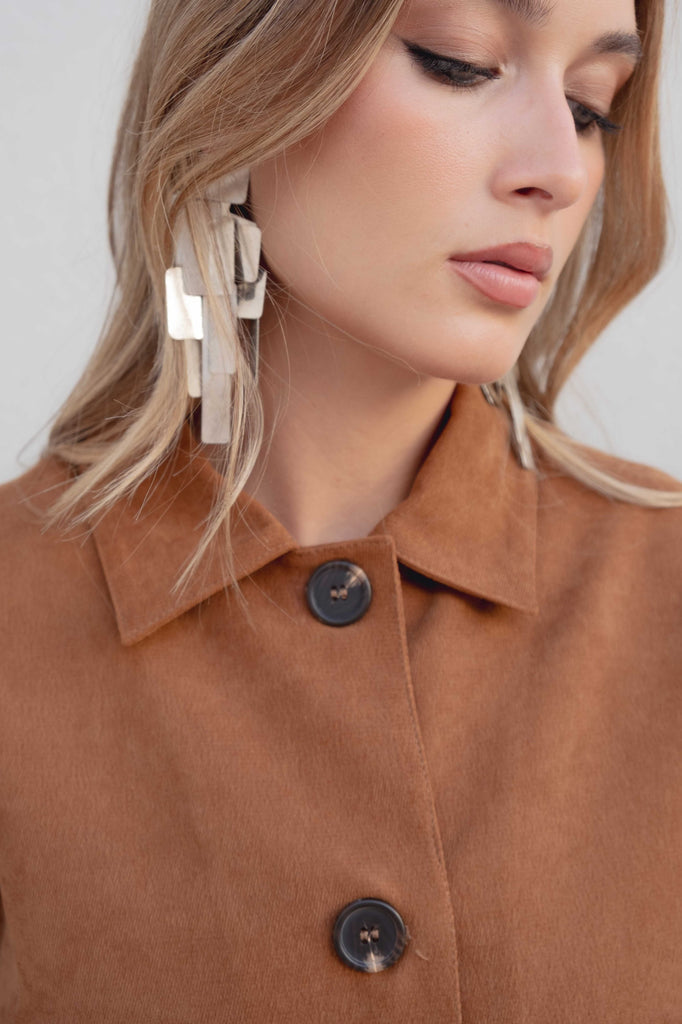 Jaqueta Curta Efeito Camurça