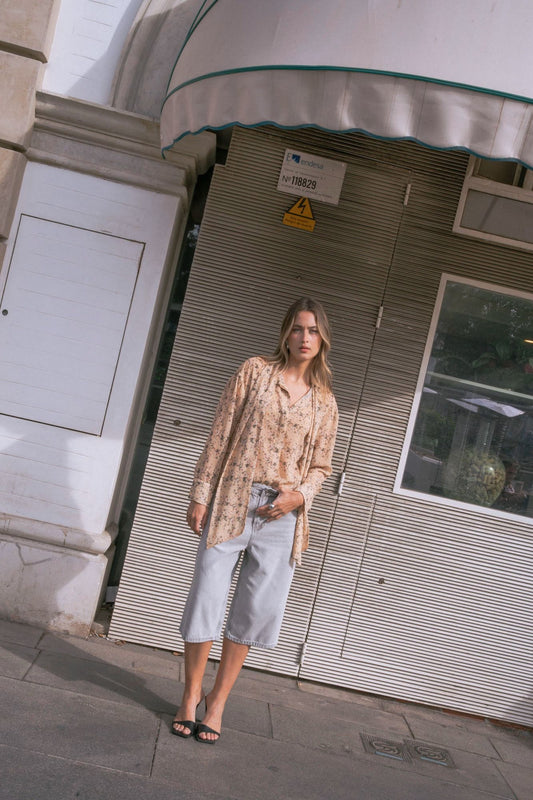 Camisa Estampada com Laço