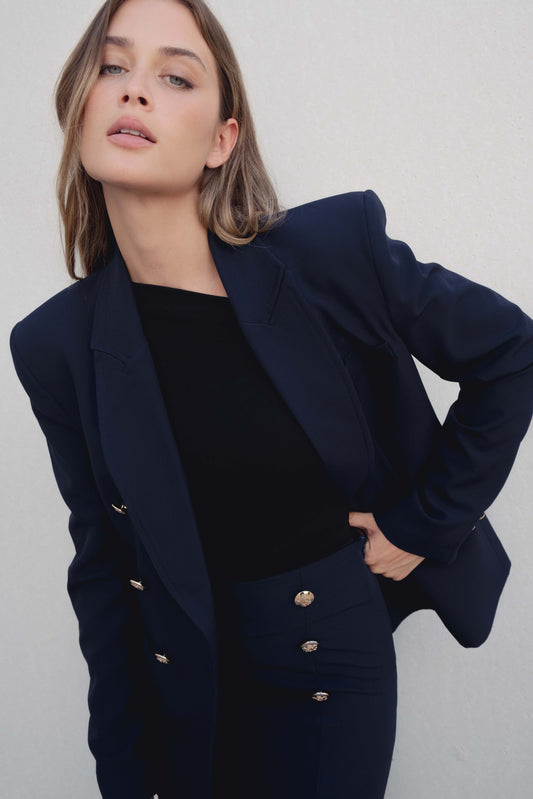 Saia Midi com Botões Dourados