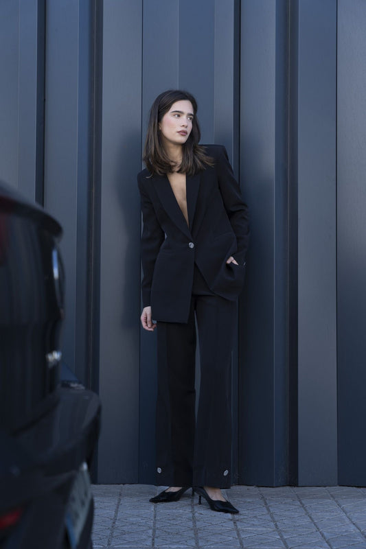 Blazer com Botão Prateado