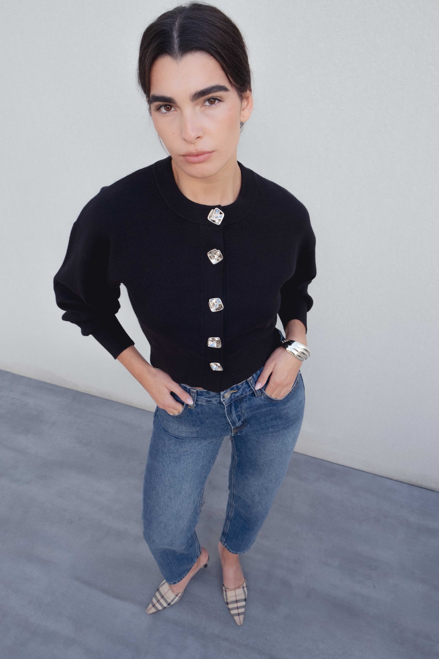 Cardigã em Malha com Botões