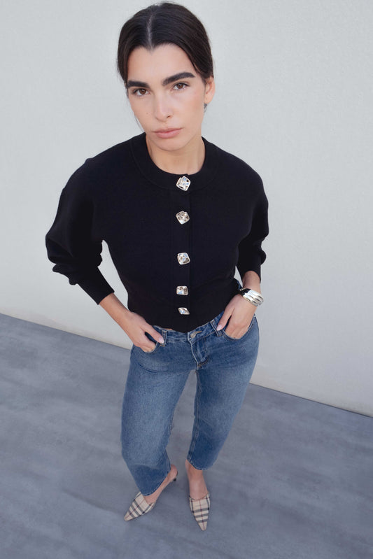 Cardigã em Malha com Botões