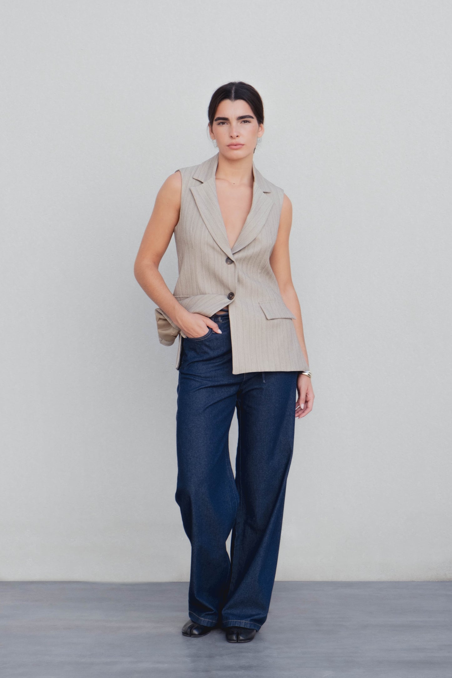 Pantalona Fluida Efeito Denim