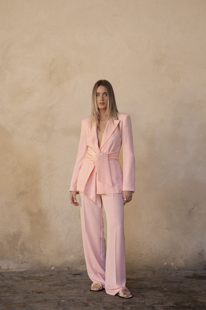 Calça Reta de Alfaiataria Rosa