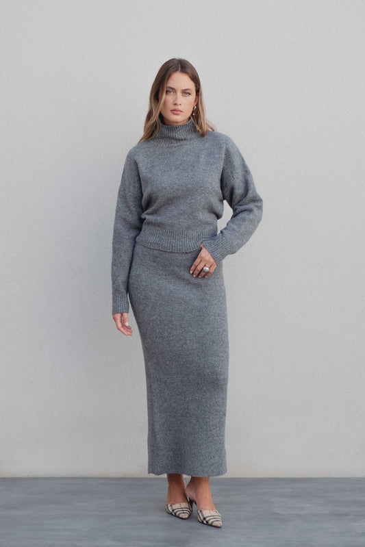 Suéter Malha Oversized com Gola Alta