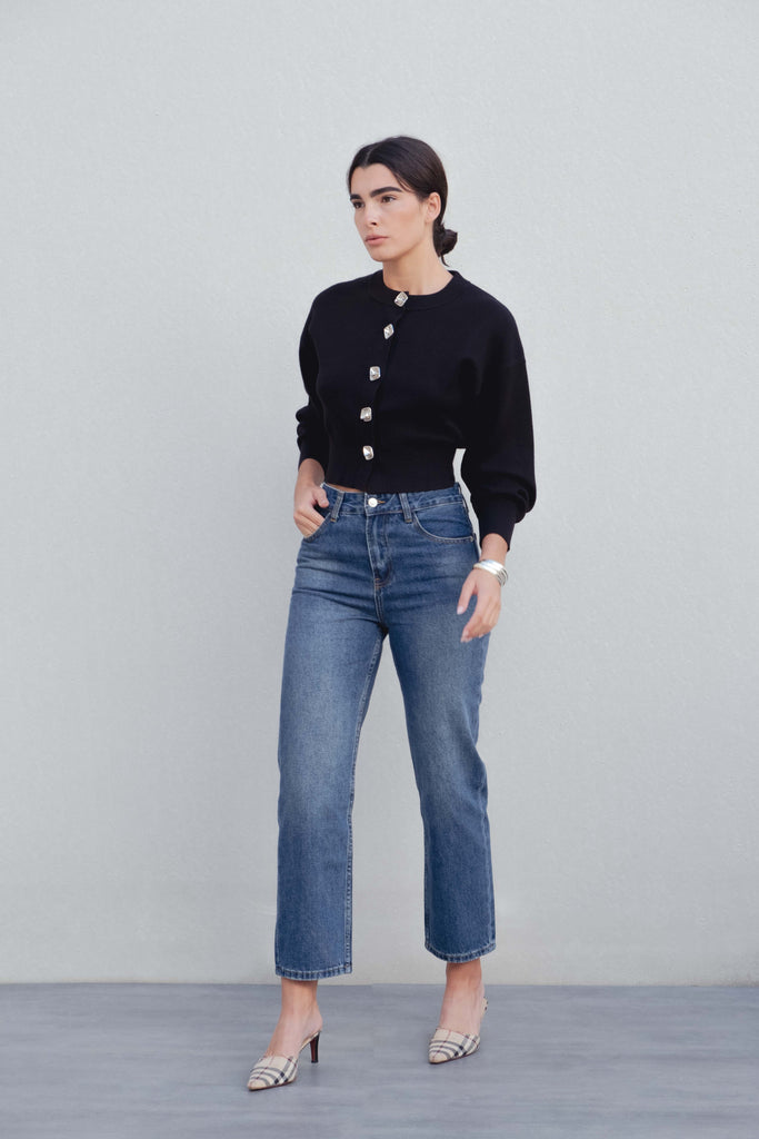 Cardigã em Malha com Botões