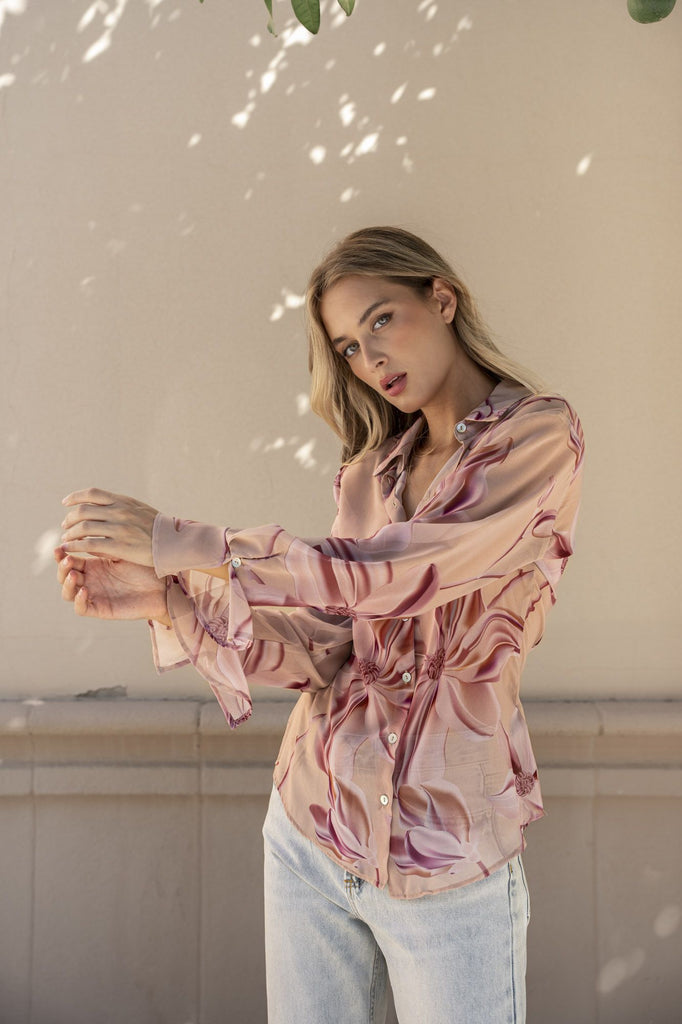 Camisa Semitransparente Estampada