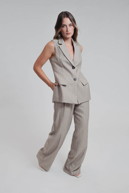 Pantalona com Pinças  Risca de Giz