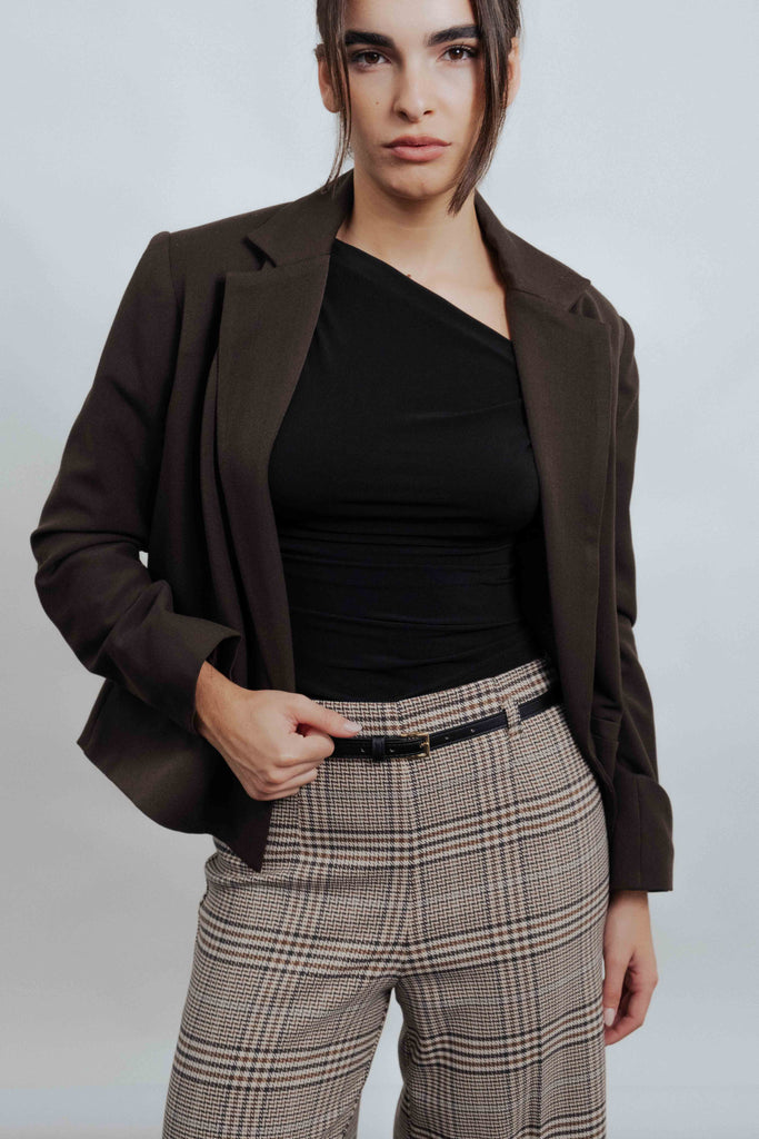 Pantalona Cintura Alta Estampa Xadrez