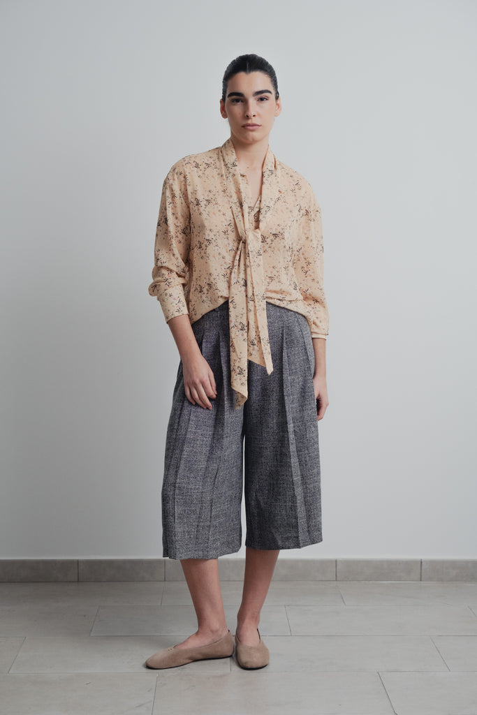 Camisa Estampada com Laço