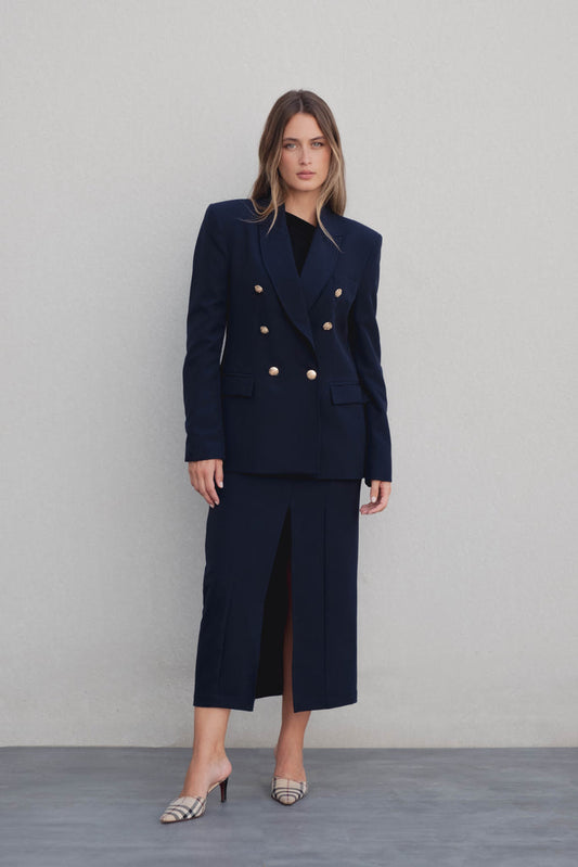 Saia Midi com Botões Dourados