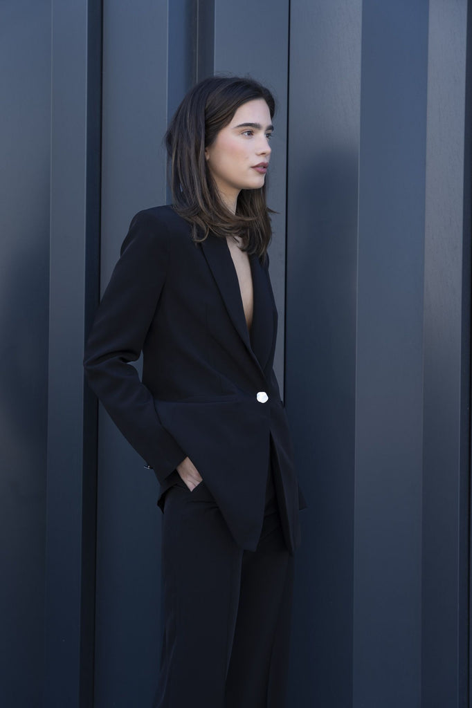 Blazer com Botão Prateado