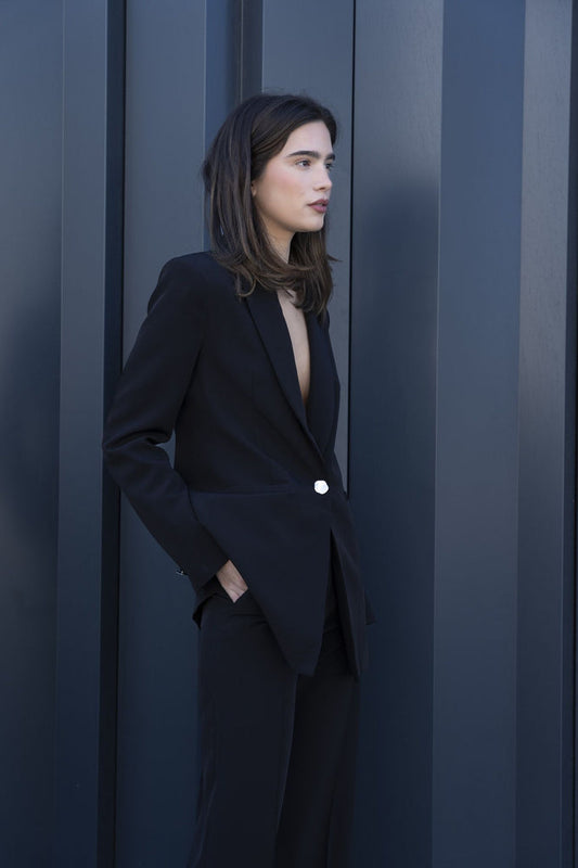 Blazer com Botão Prateado