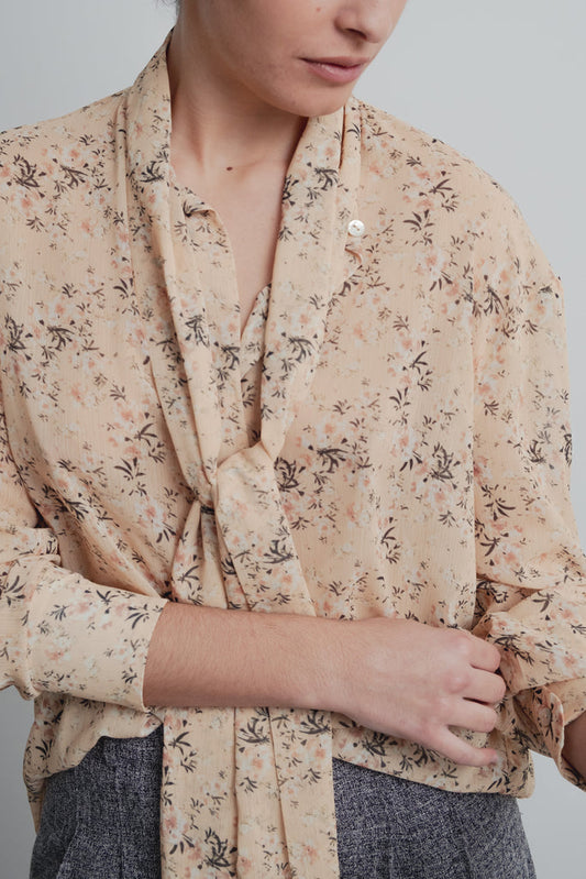 Camisa Estampada com Laço