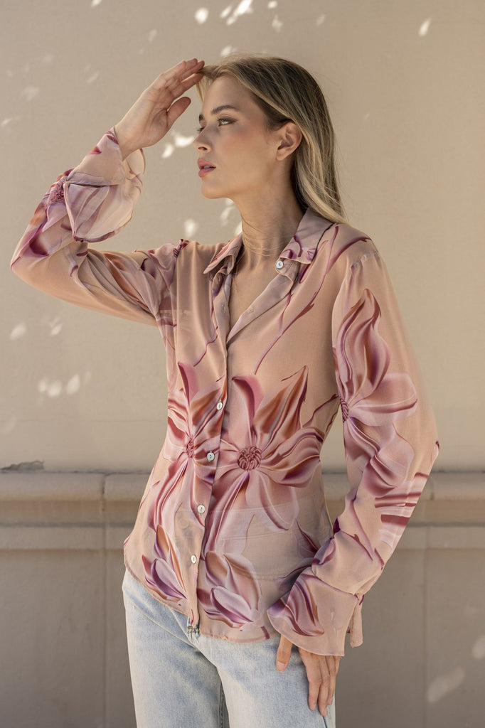 Camisa Semitransparente Estampada