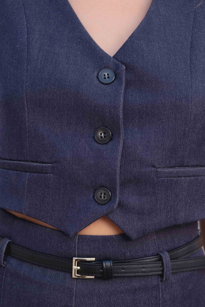 Colete Curto em Denim