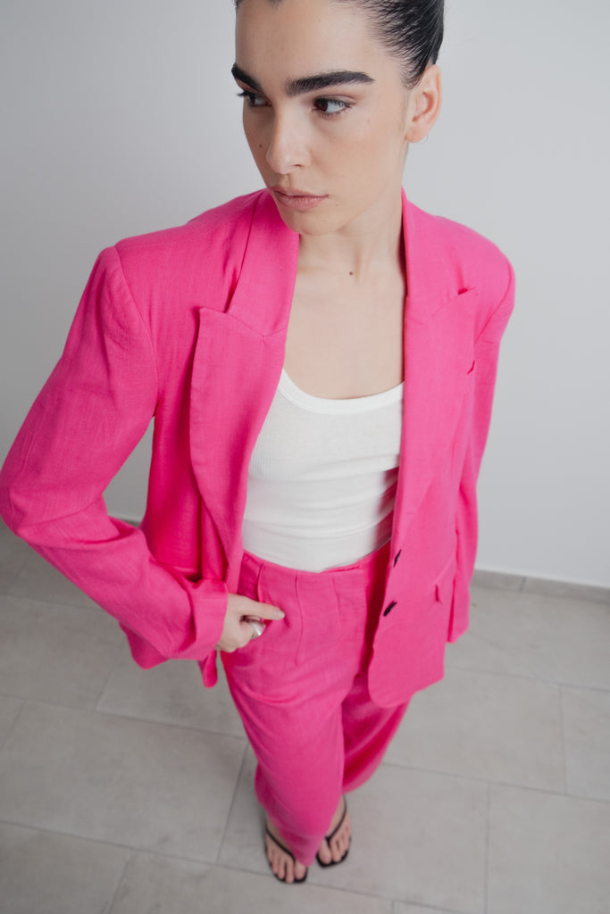 Blazer de Linho Fúcsia