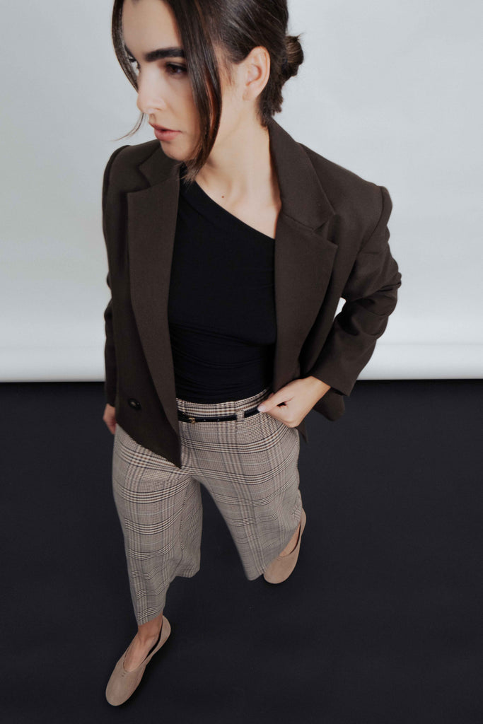 Pantalona Cintura Alta Estampa Xadrez