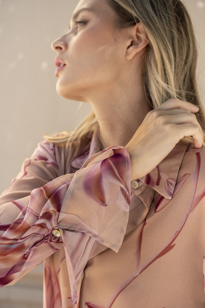 Camisa Semitransparente Estampada