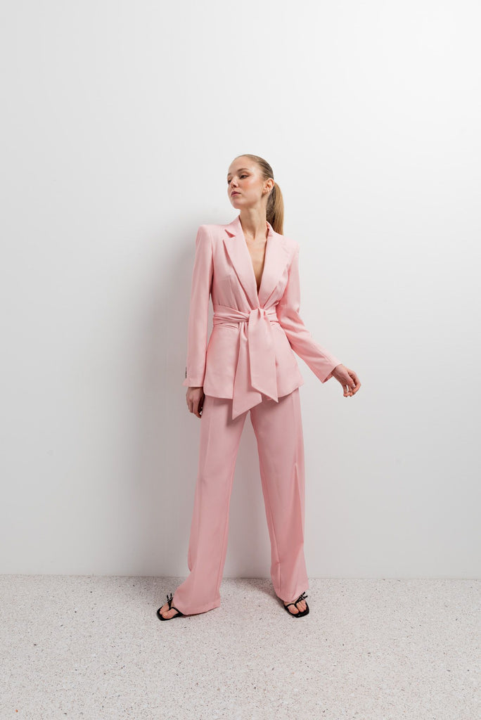 Calça Reta de Alfaiataria Rosa