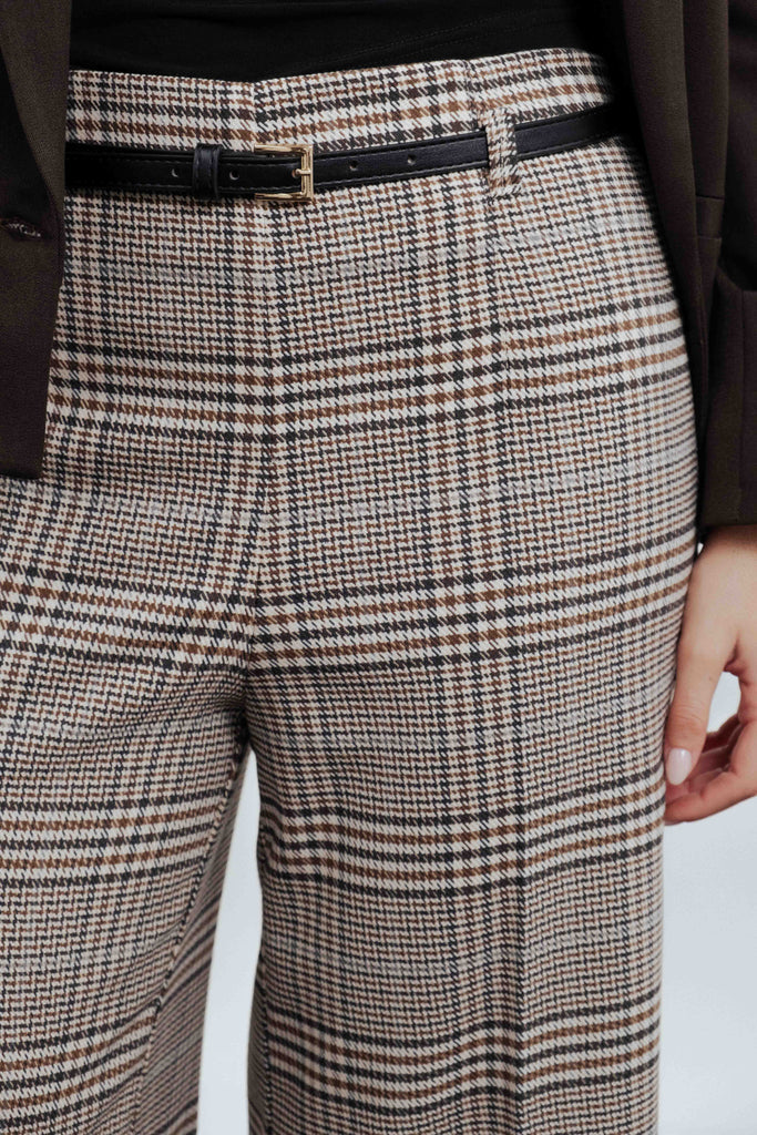 Pantalona Cintura Alta Estampa Xadrez