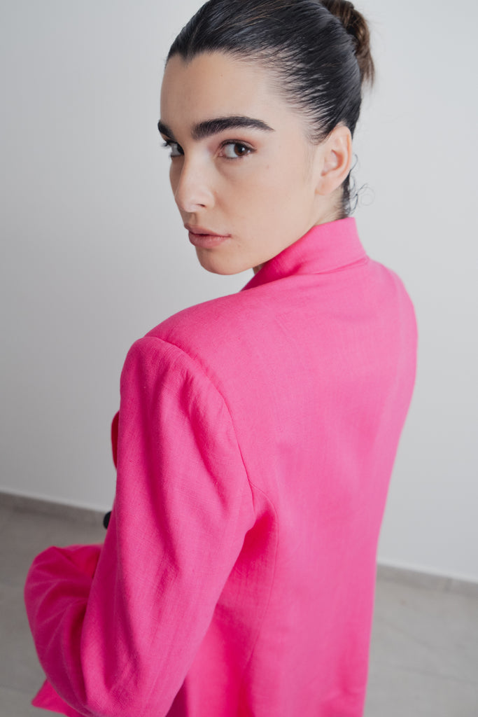 Blazer de Linho Fúcsia