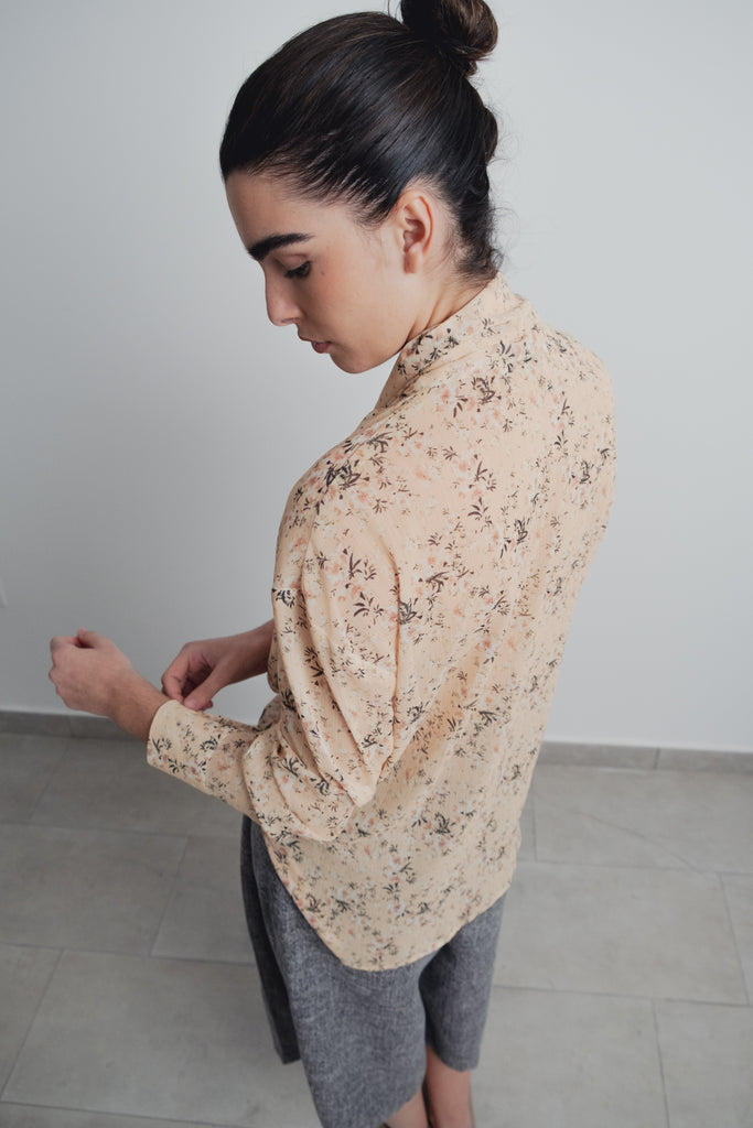 Camisa Estampada com Laço