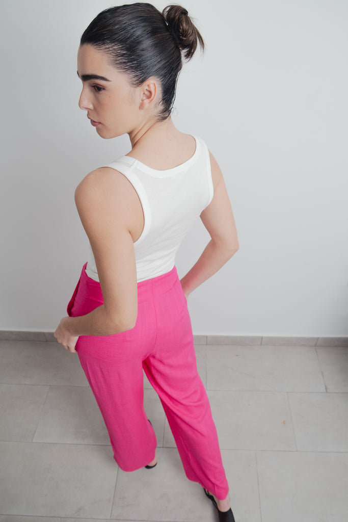Pantalona em Linho Fúcsia
